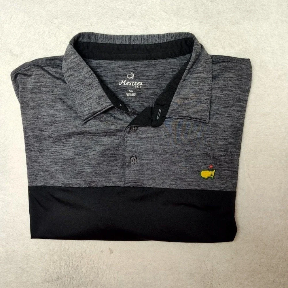 Masters Tech Polo Shirt Mens 2XL Black Colorblock Golf Performance Stretch Work